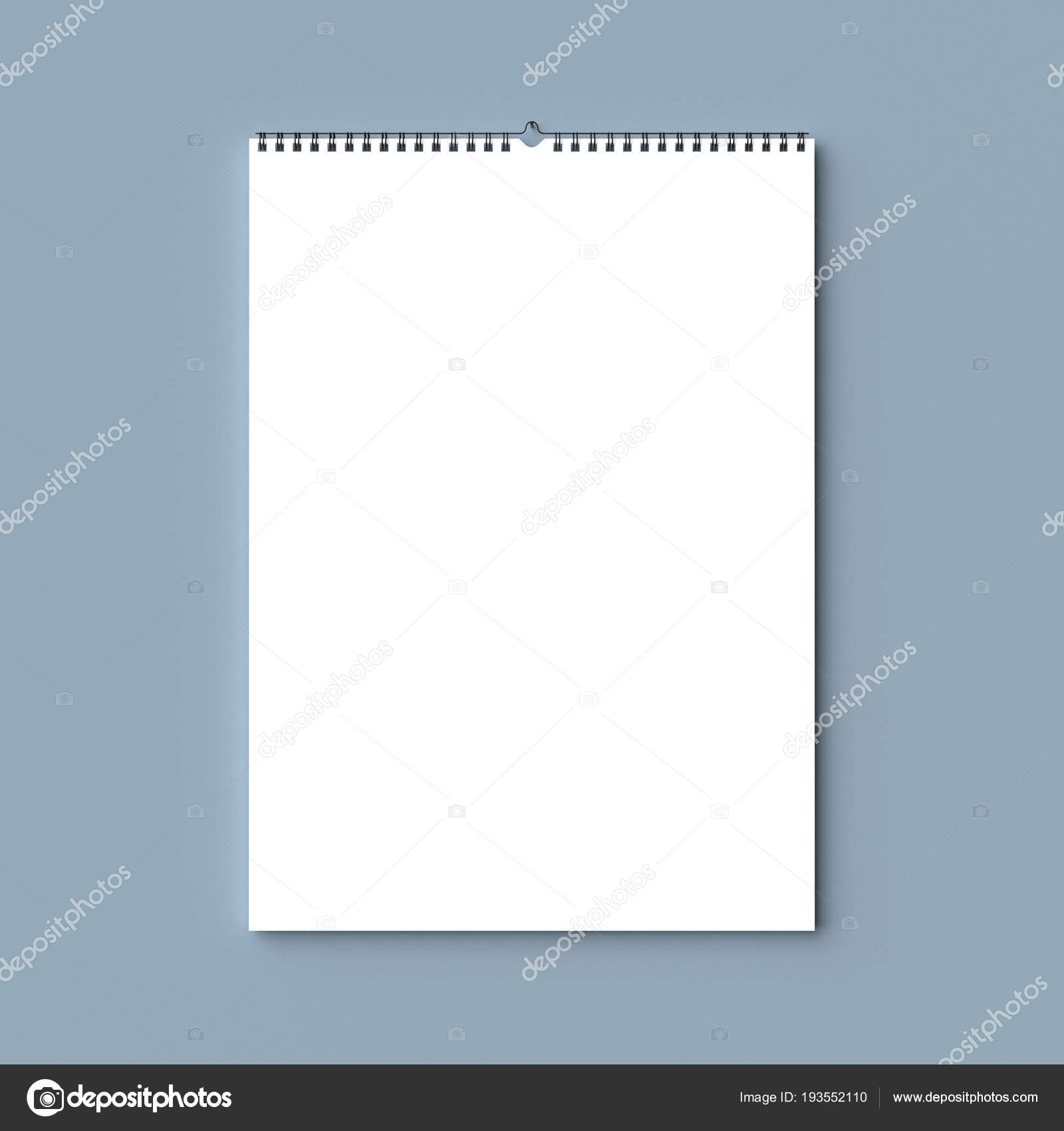 Blank Spiral Binding Wall Calendar Mock Up On Dry Wall. 3D