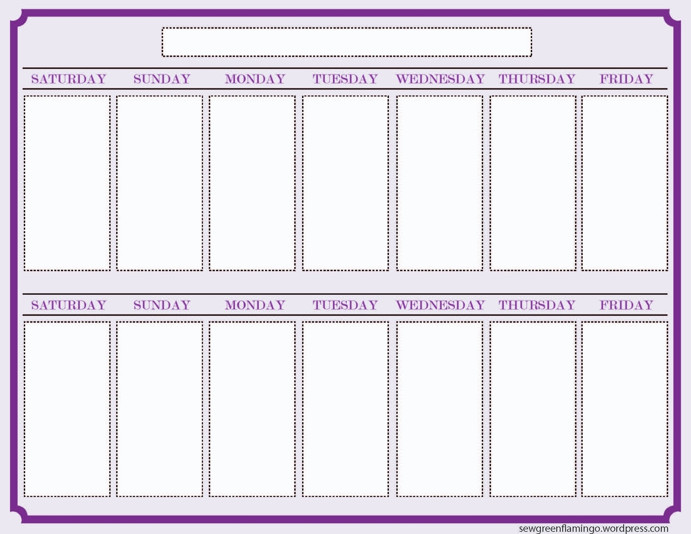 two week schedule template example calendar printable