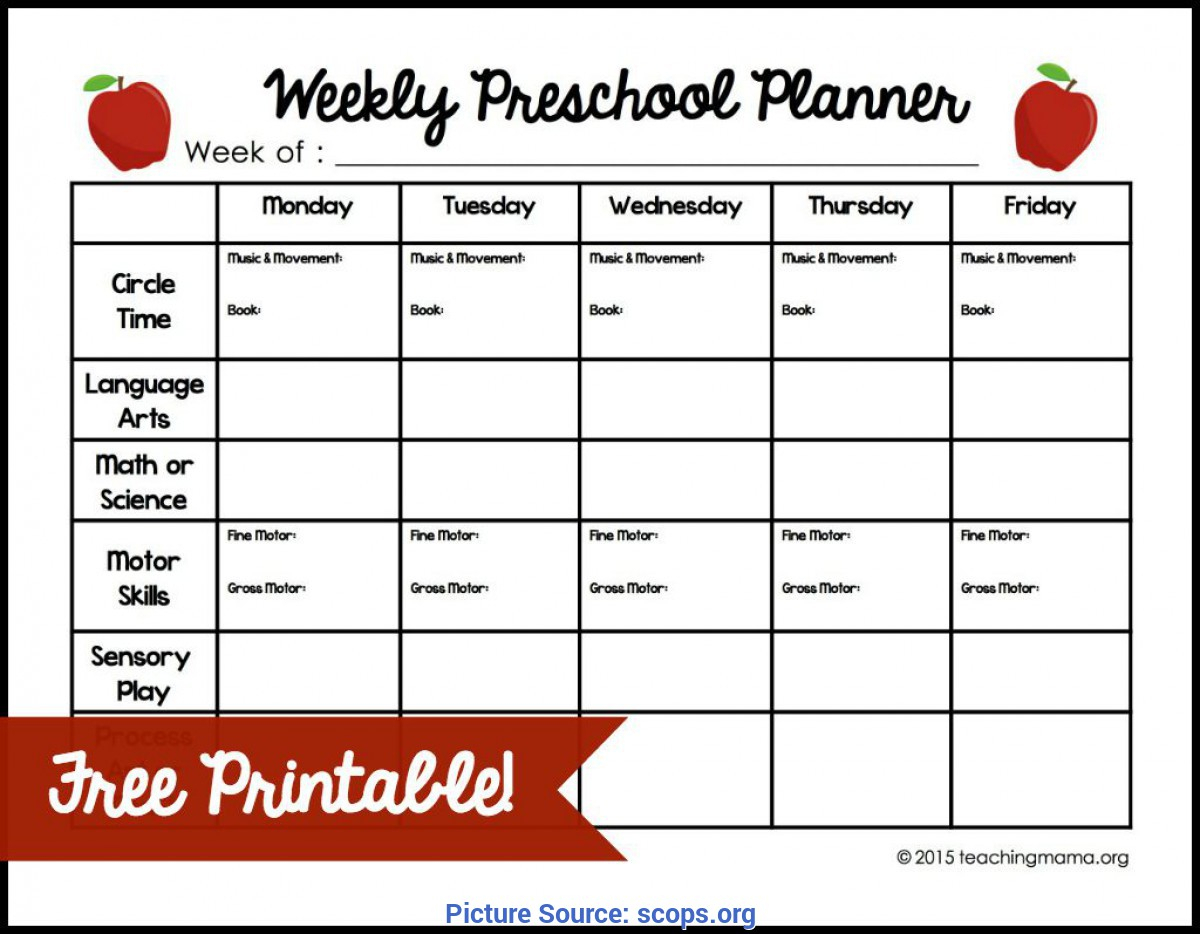 Briliant Lesson Plan Template Daycare Weekly Preschool