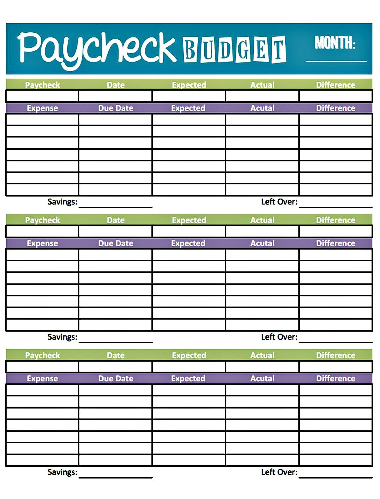 Budget Worksheet Printable | Get Paid Weekly And Charlie