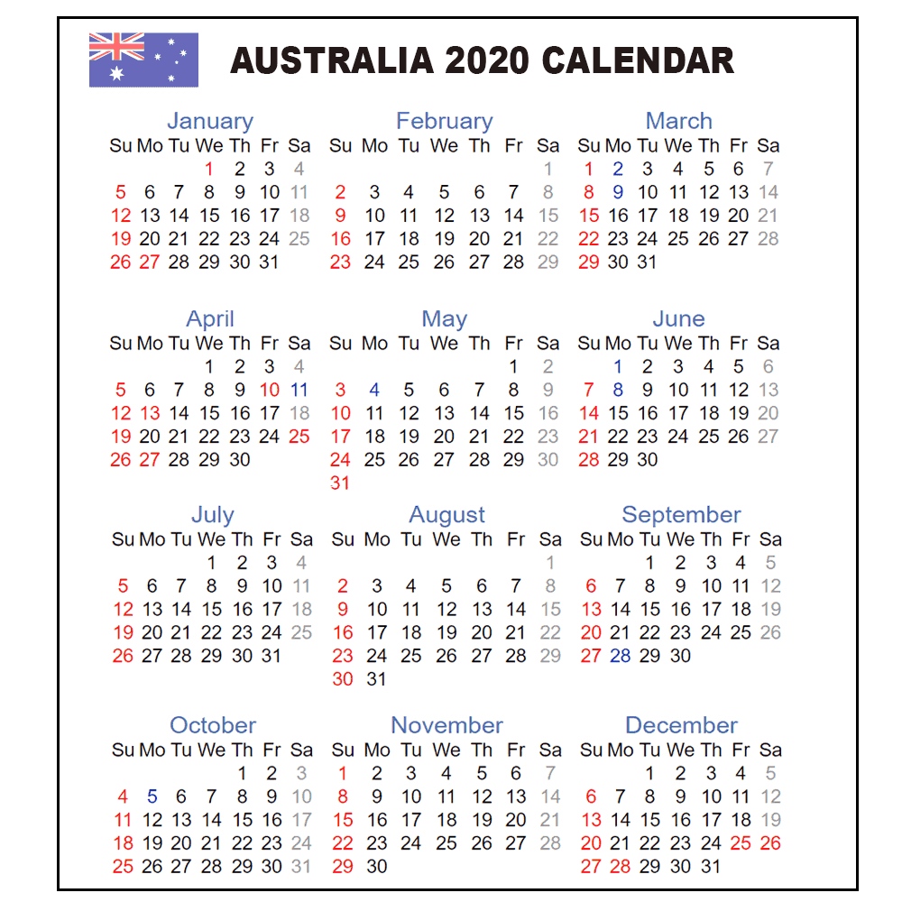 2020 Calendar Australia Printable | Example Calendar Printable