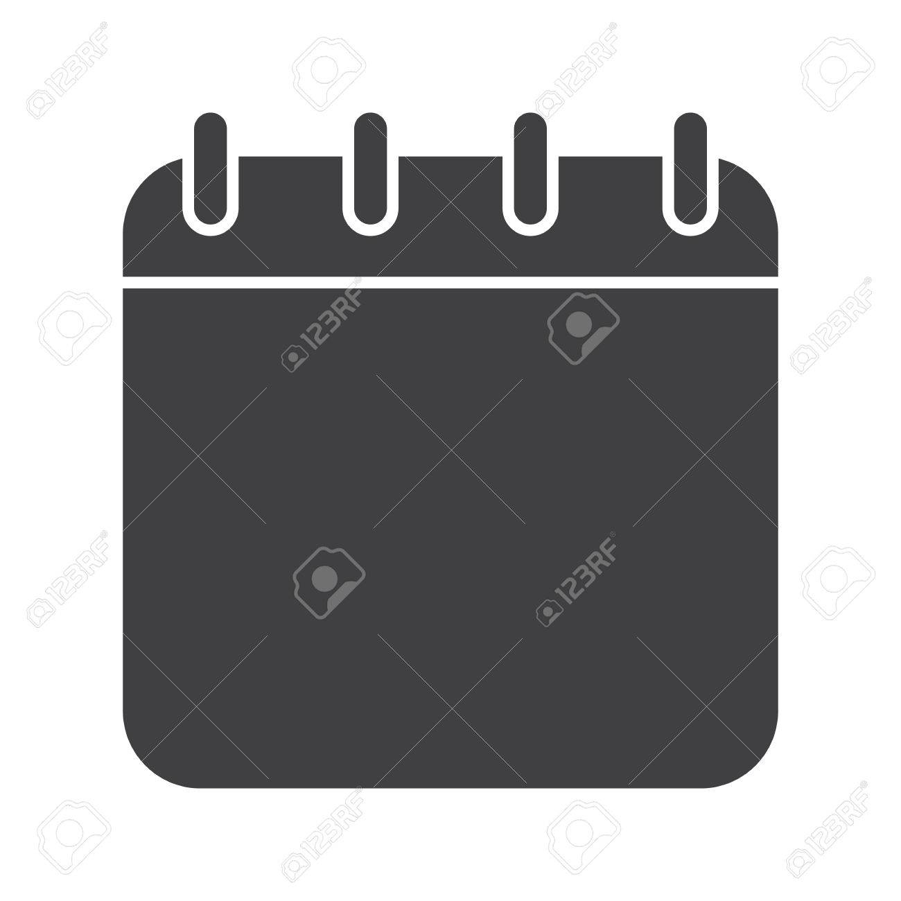 Calendar Glyph Icon. Silhouette Symbol. Binder Calendar Blank..