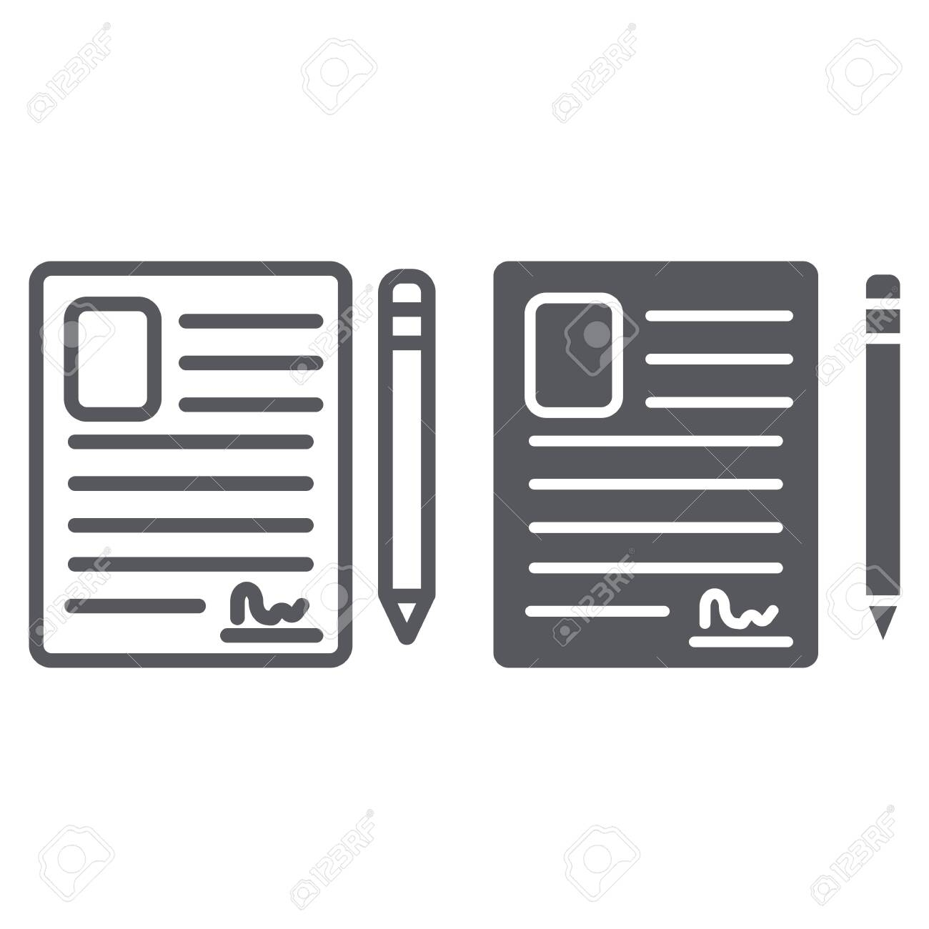 Contact Form Line And Glyph Icon, Blank And Register, Document..