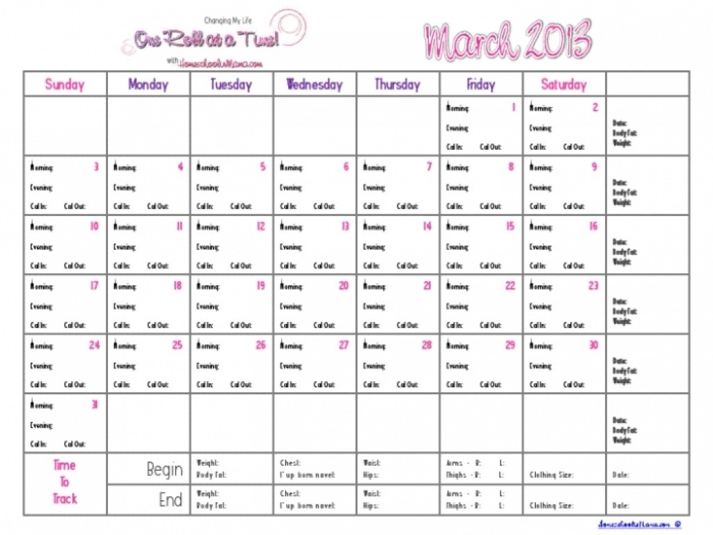 Countdown Calendar For Weight Loss | Calendar Template