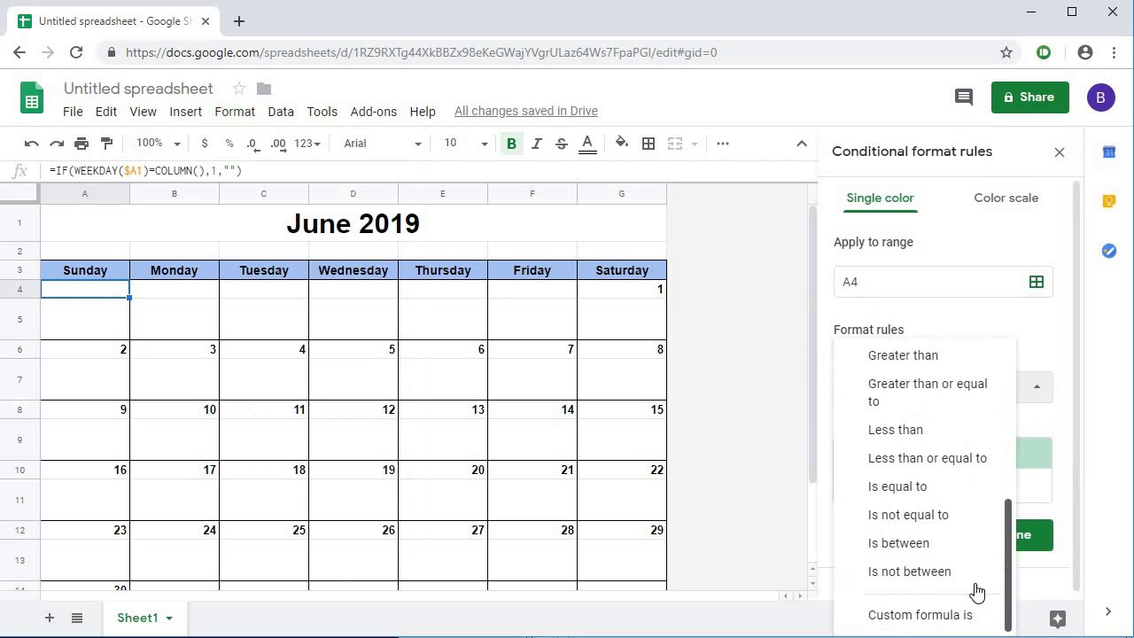 Monthly Calendar Google Sheets Example Calendar Printable