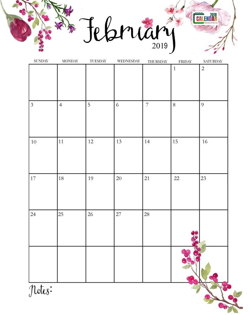 Cute February 2019 Calendar | Пустой Календарь, Планировщики
