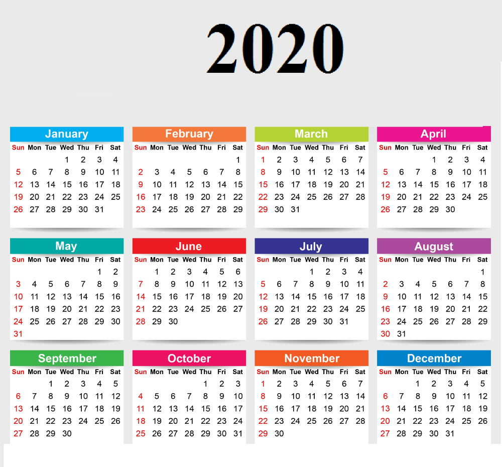 Cute Yearly 2020 Calendar Printable | Free Printable