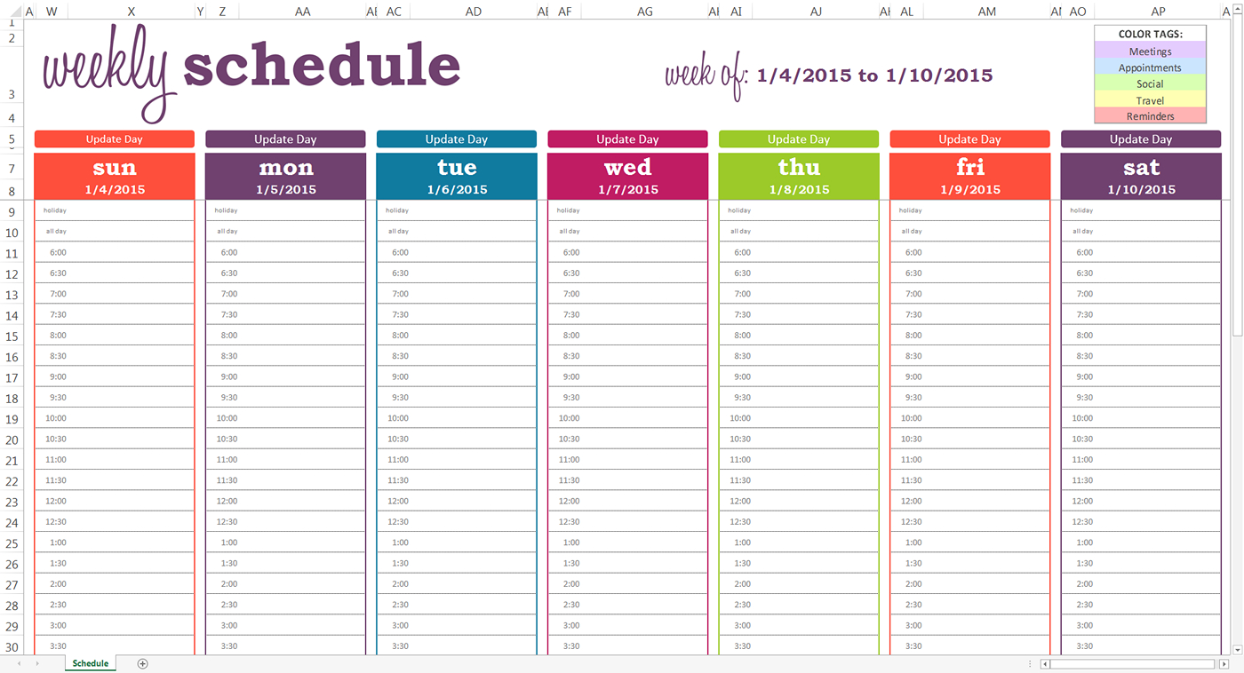 Daily Planner With Time Slots Template – Printable June July