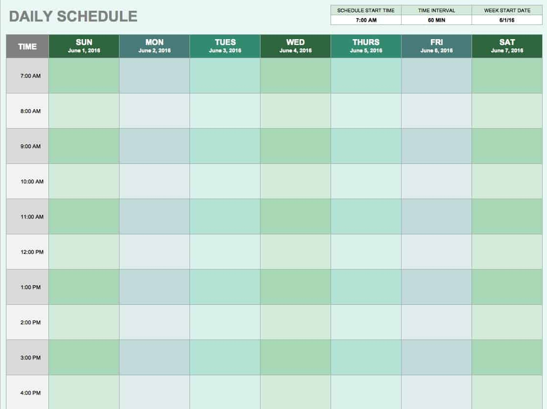 Daily Schedule Xls - Tunu.redmini.co