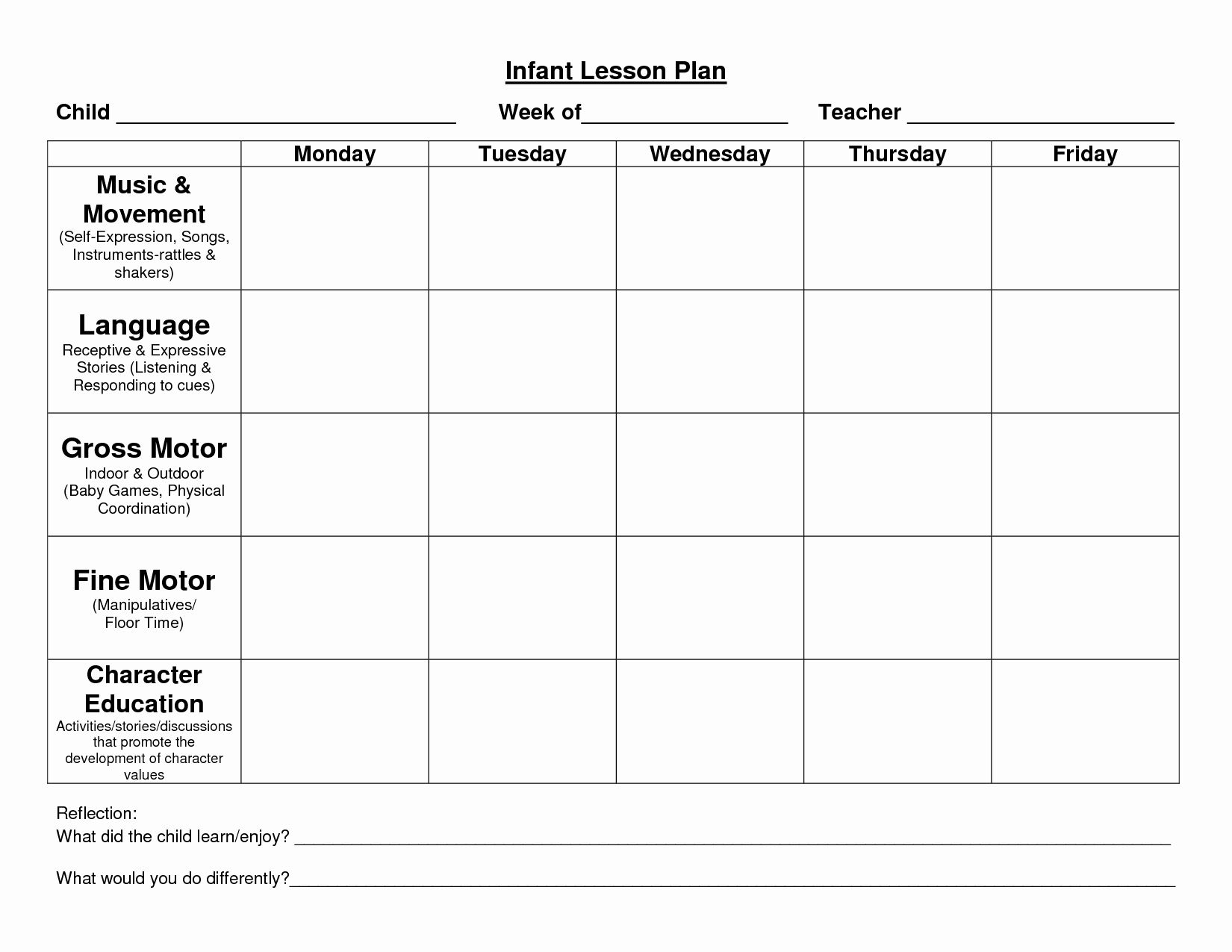 5 day lesson plan example