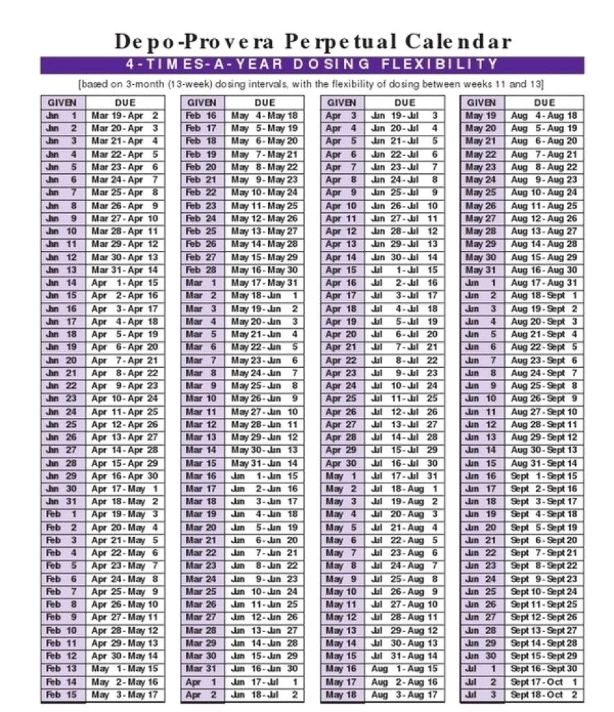 Depo-Provera Printable Calendar July 2020 | Example Calendar