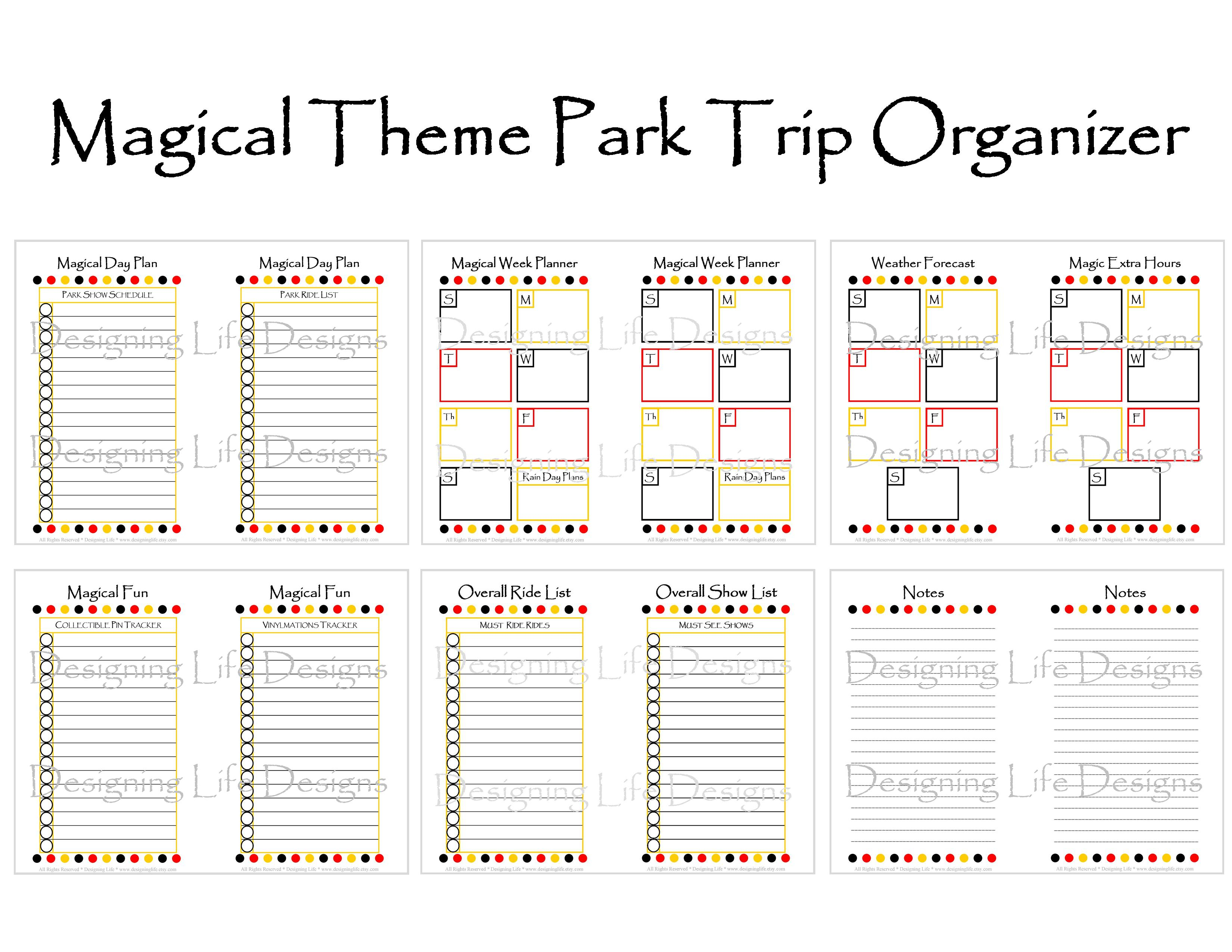 Blank Disney Itinerary Template