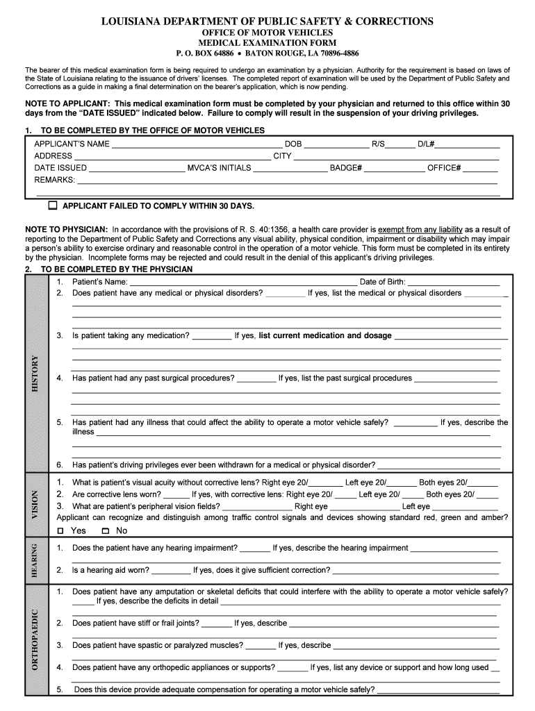 Dmv Medical Form La - Fill Online, Printable, Fillable