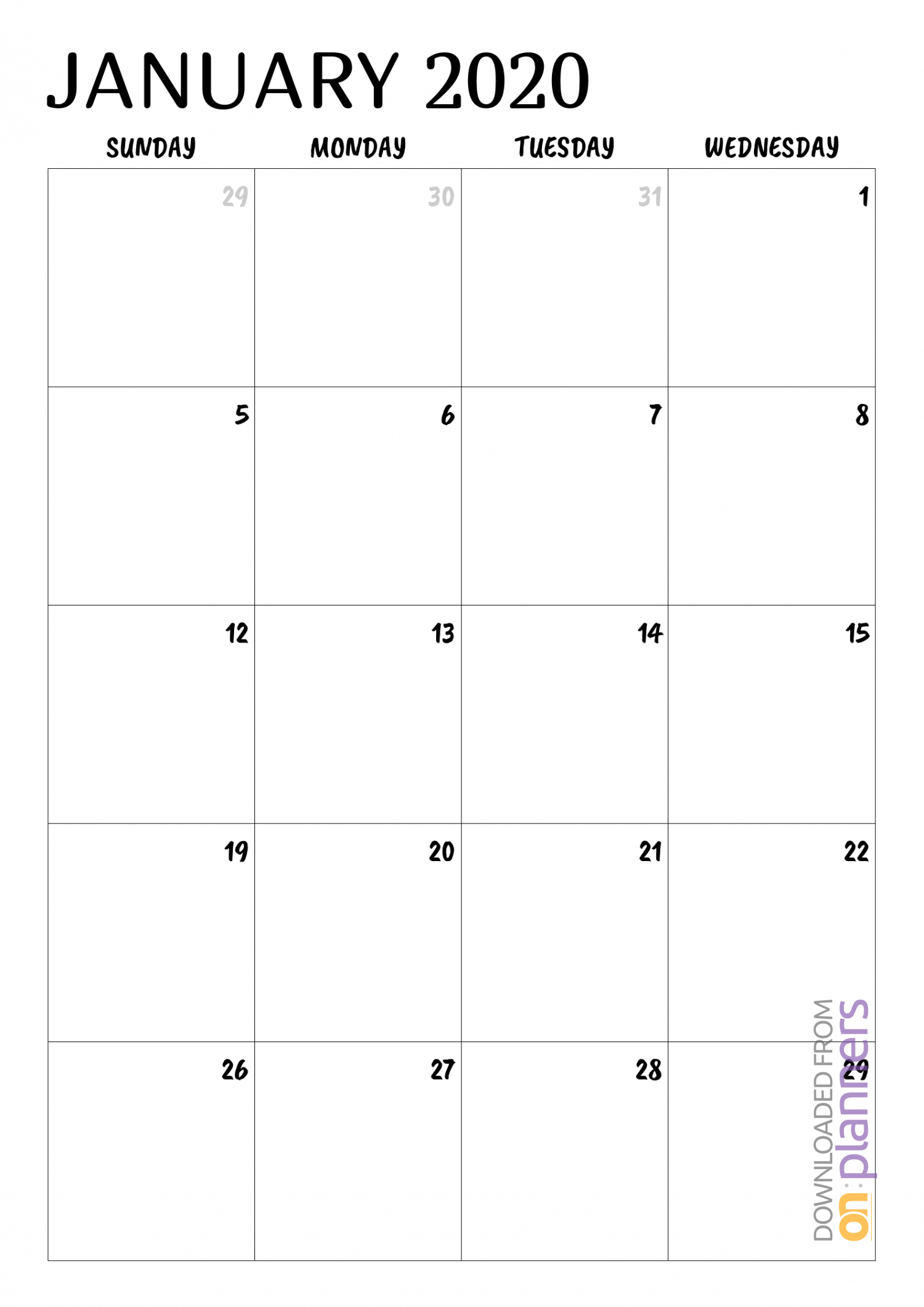 Download Printable Minimal Monthly Calendar Pdf