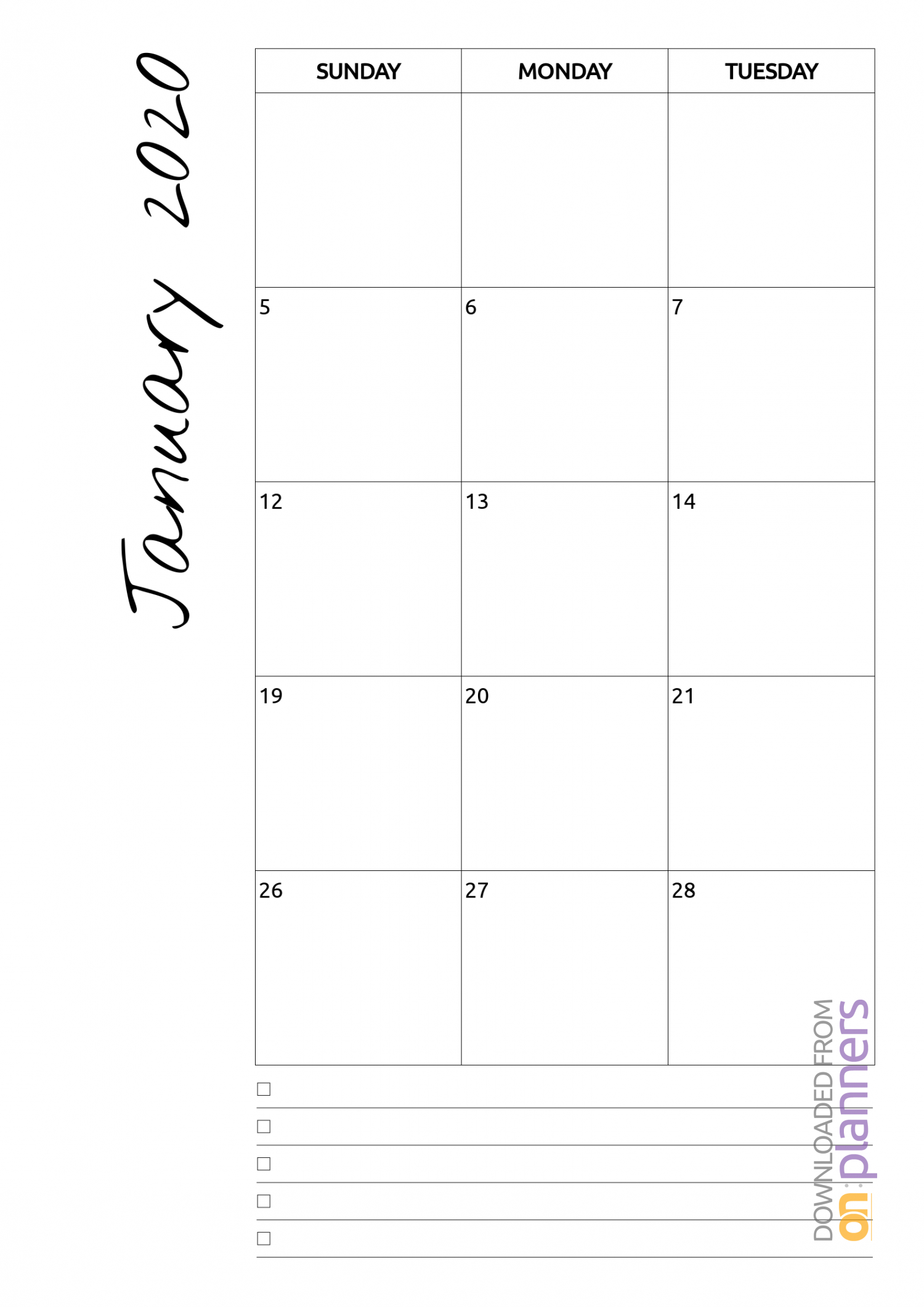 blank calendar 2020 printable monthly payday bills and due