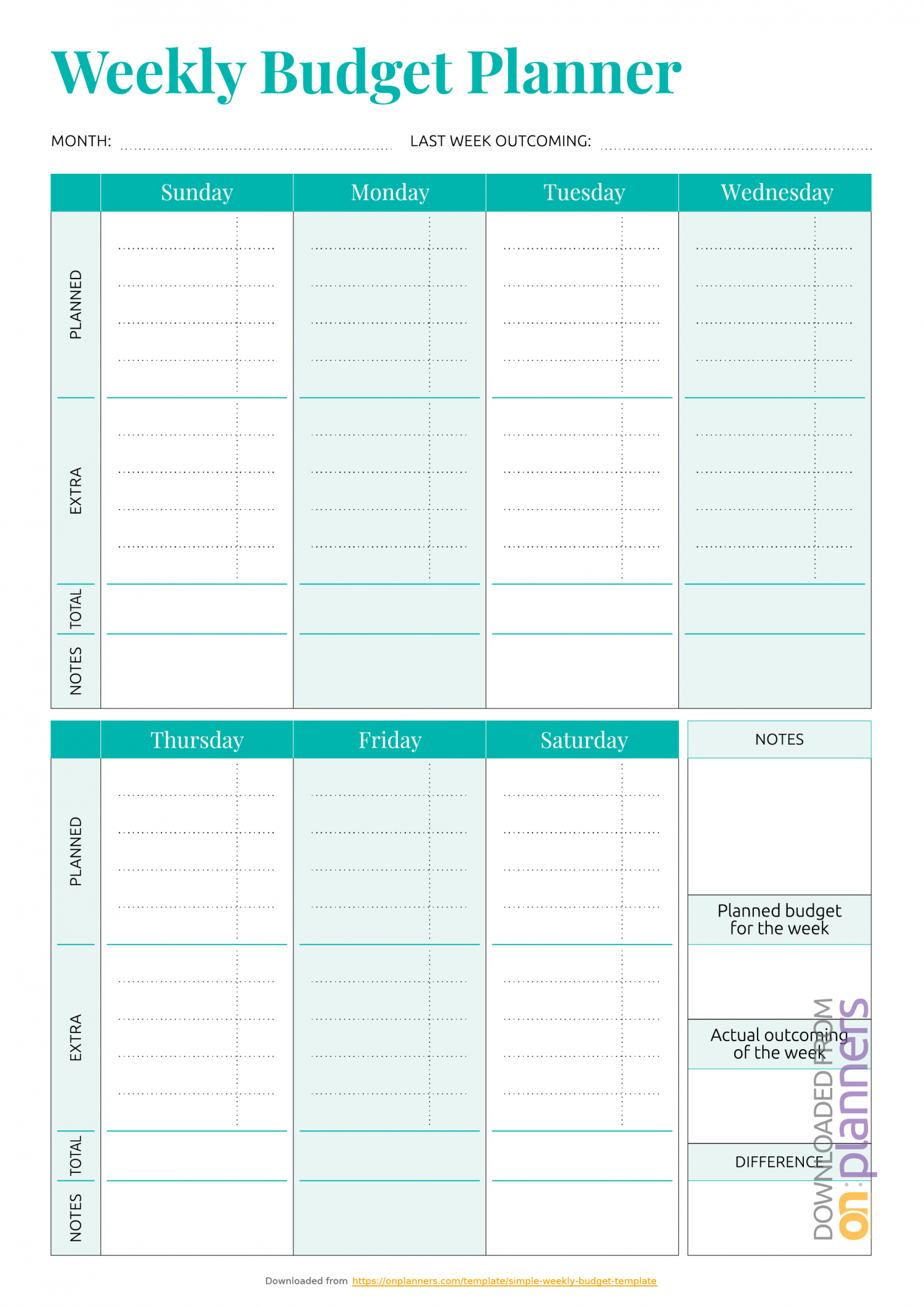 Printable Weekly Bill Planner Example Calendar Printable