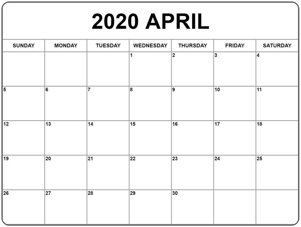 ❤️free April 2020 Printable Calendar Templates [Pdf, Excel