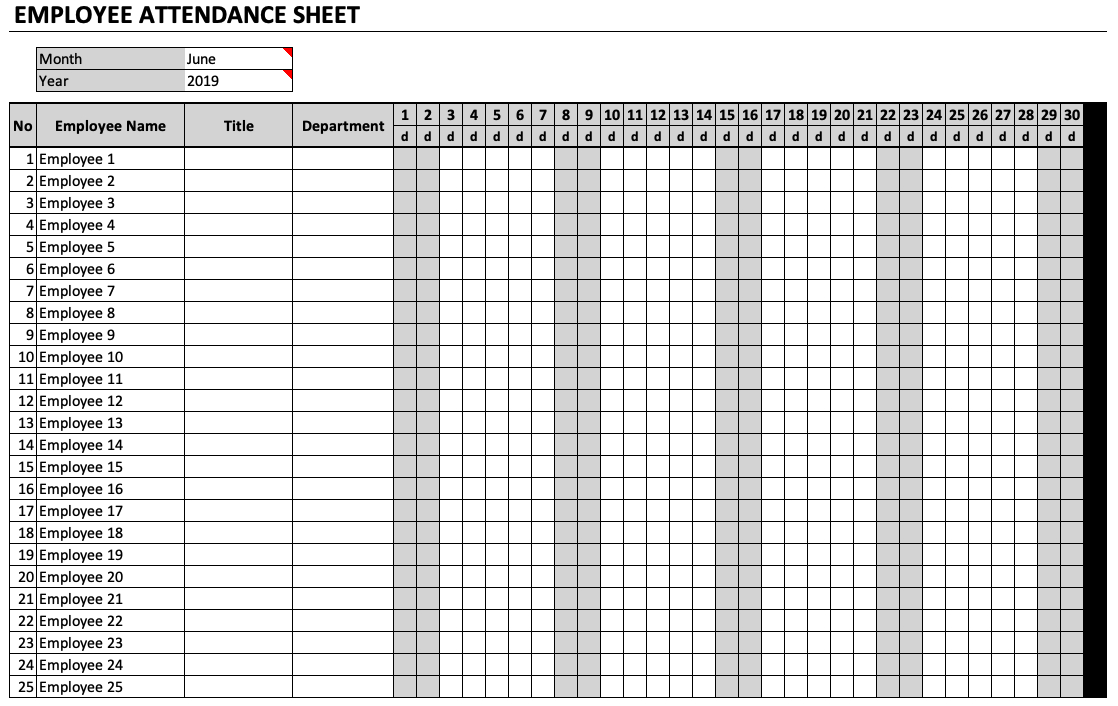 Employee Attendance Sheet Pdf | Attendance Sheet, Free