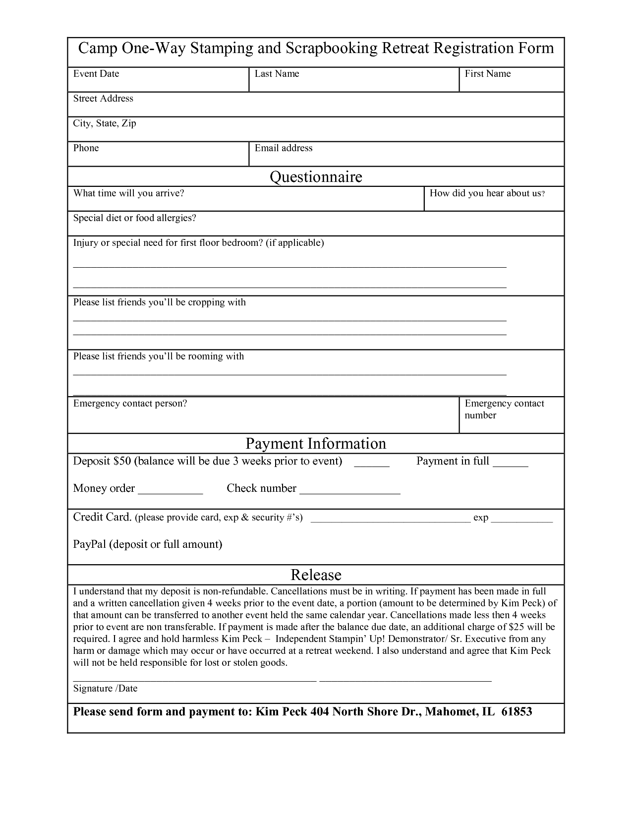 Event Registration Form Late Word WordPress Printable Free