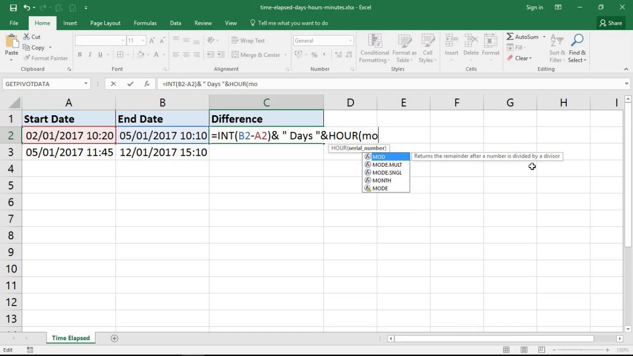 Excel Formula For Time Elapsed In Days, Hours And Minutes