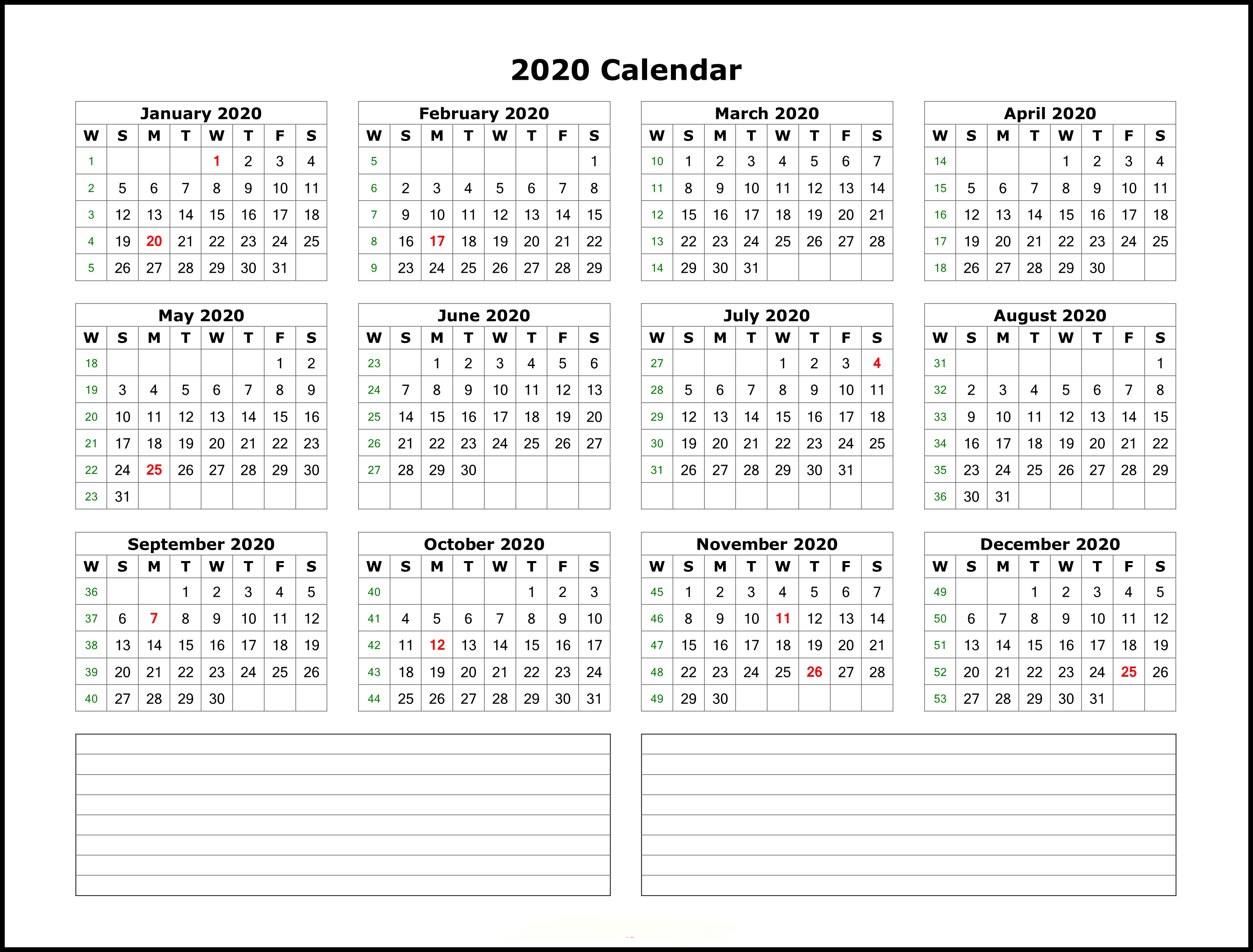 Excel Template 2020 Calendar - Colona.rsd7