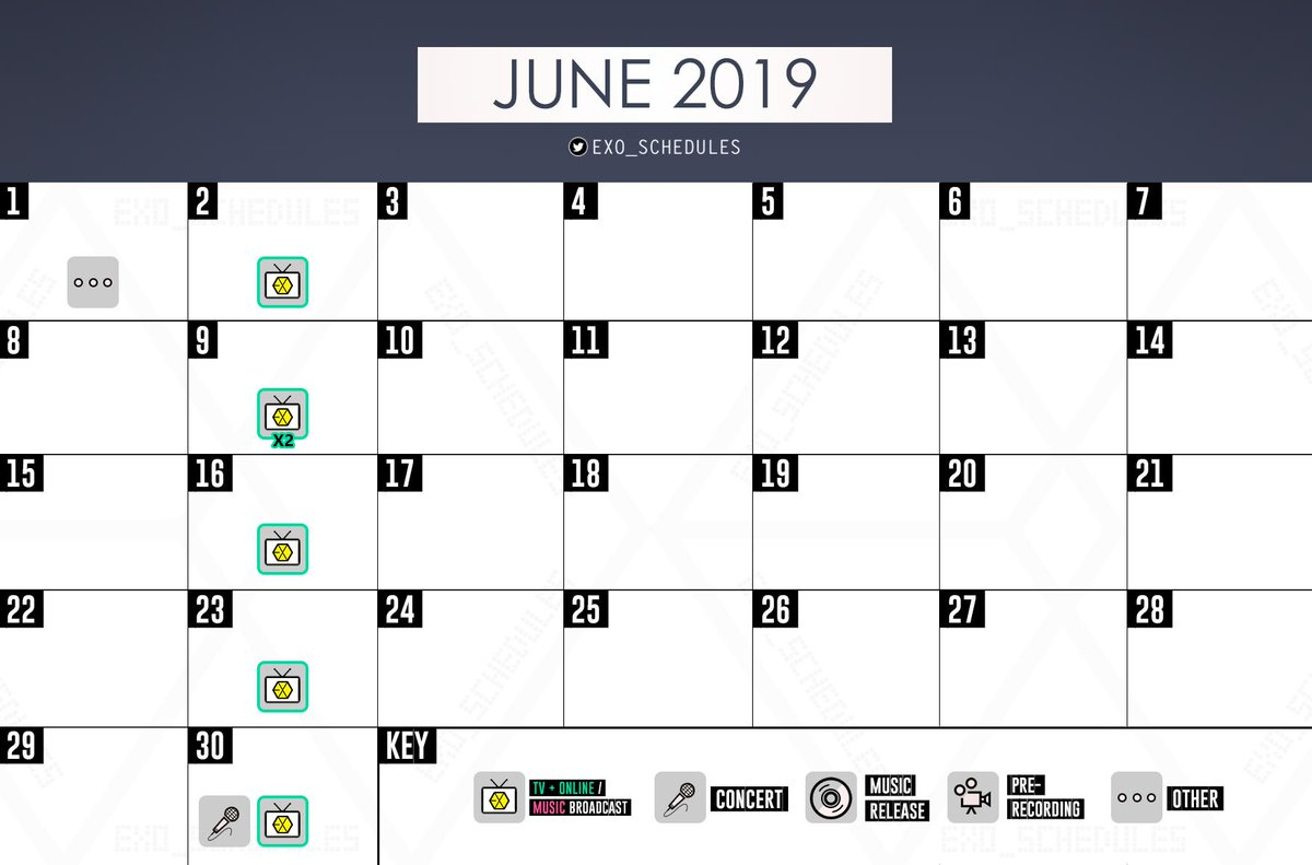 Exo Schedule On Twitter: &quot;june 2019 ? #exo&#039;s Monthly