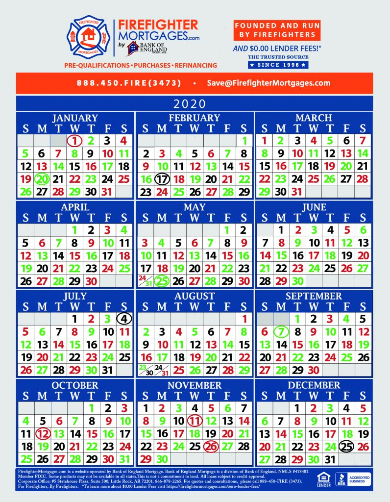 Firefighter Shift Calendar, Firefighter Calendar