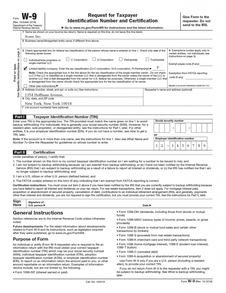 W9 2020 Printable Form  Example Calendar Printable