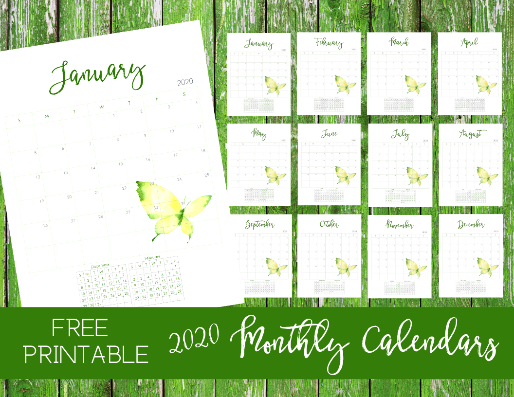 Free 2020 Monthly Calendar Printable -