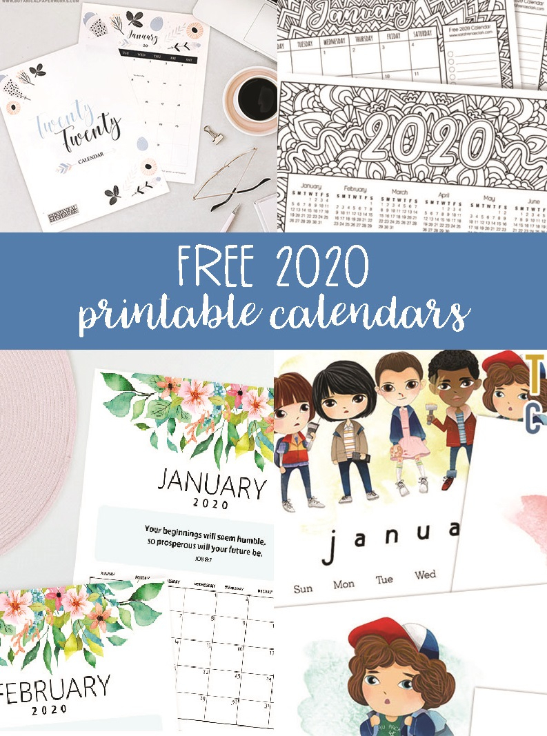 Free 2020 Printable Calendars - Crafting In The Rain