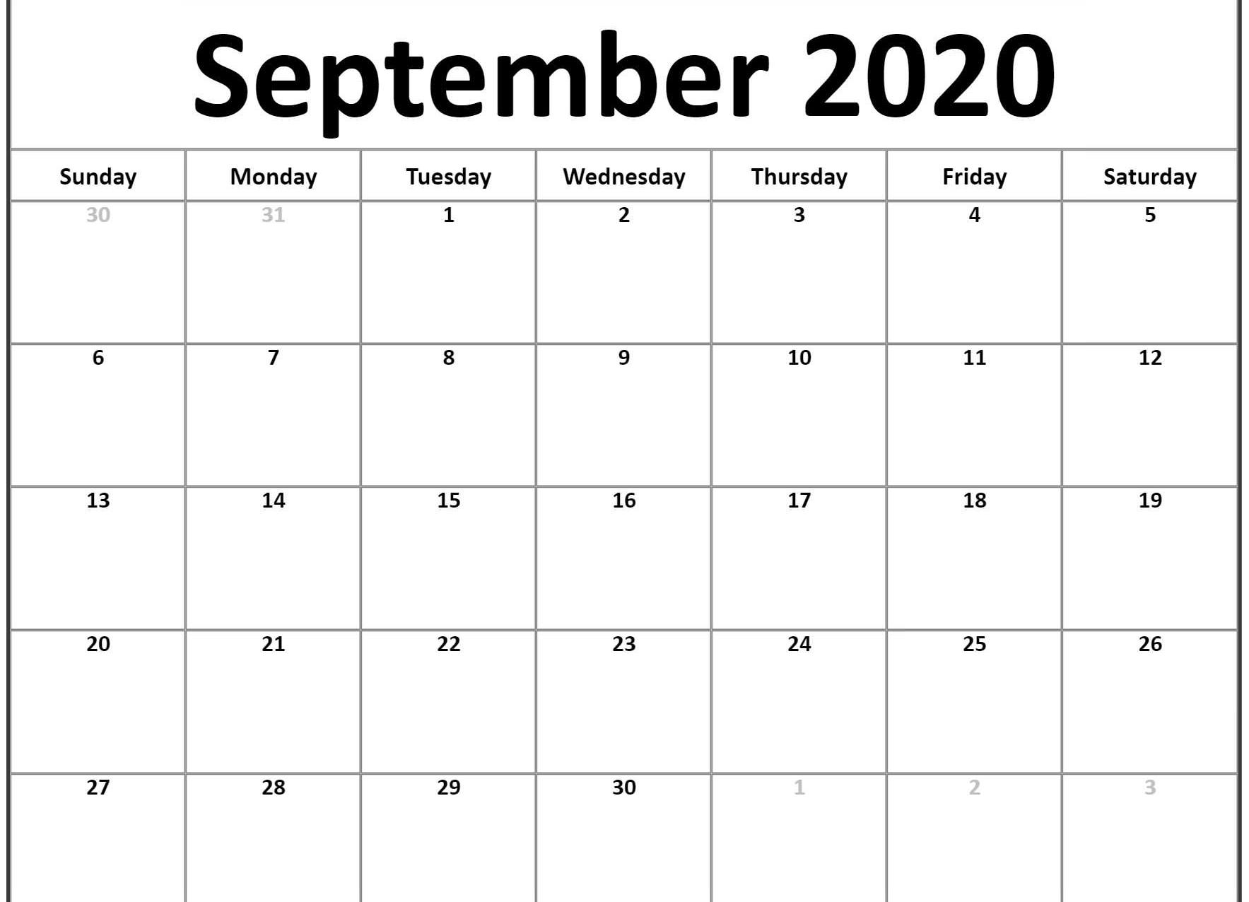 Free Download Awesome September 2020 Calendar Pdf Word Excel