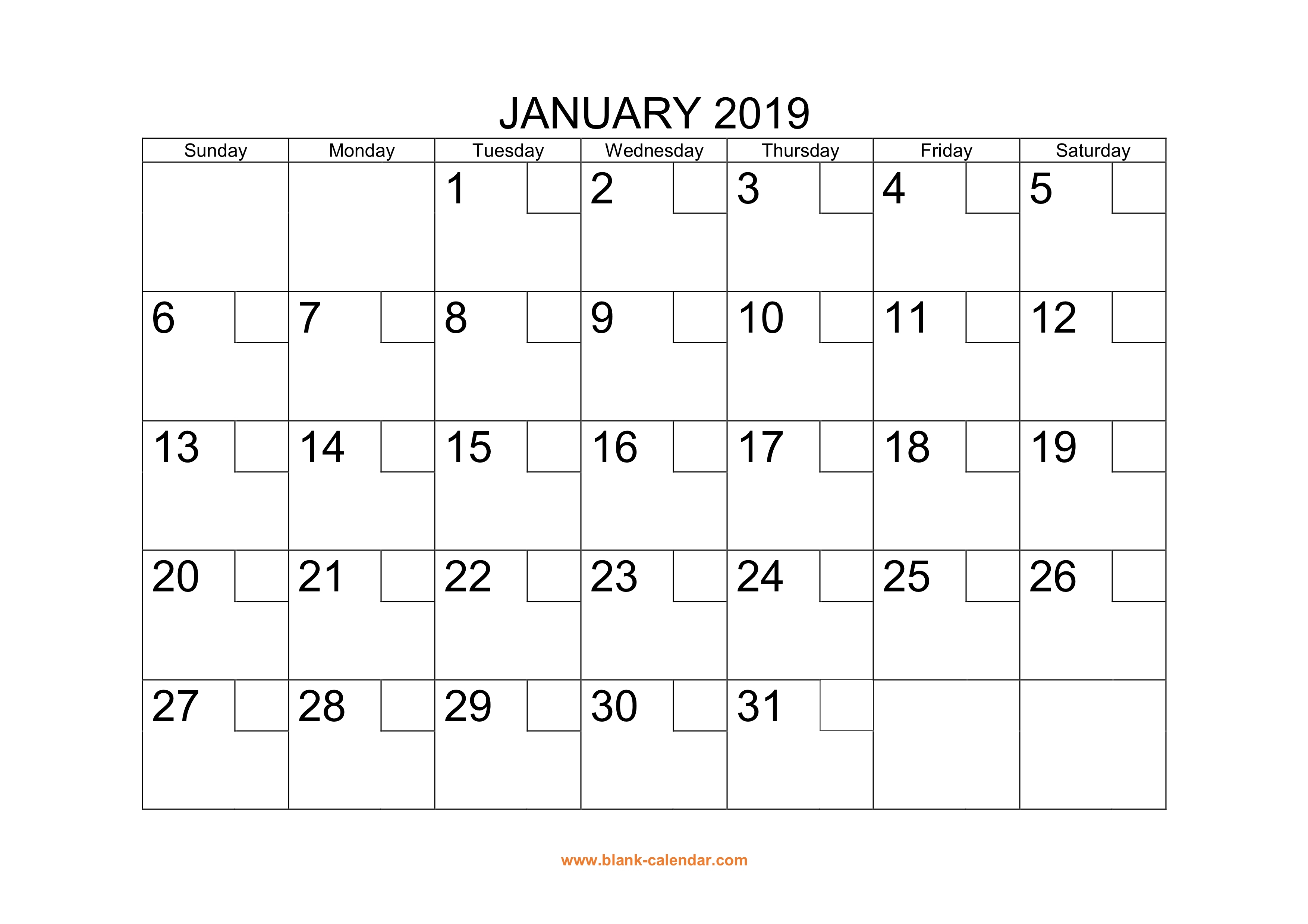 Free Download Printable Calendar 2019 With Check Boxes