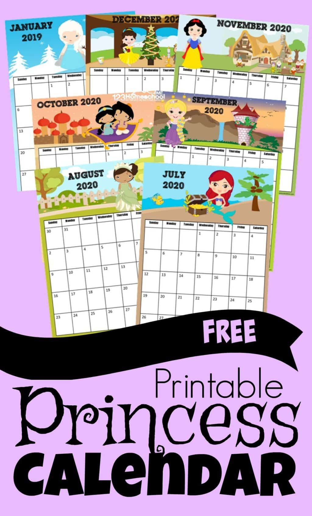 Free Princess Calendar 2019-2020 | Www.123Homeschool4Me