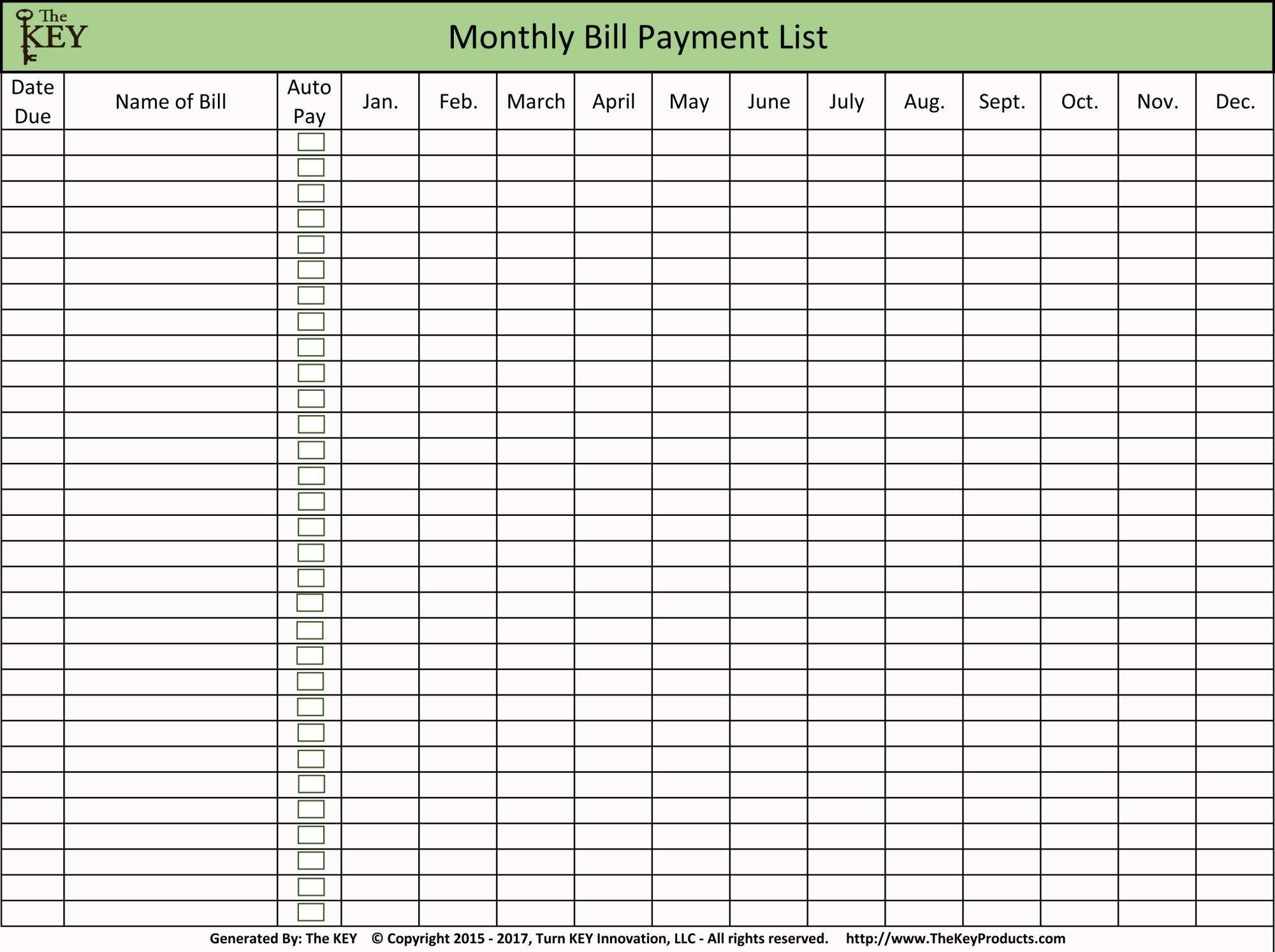 Free Printable Bill Payment Template - Calendar Inspiration