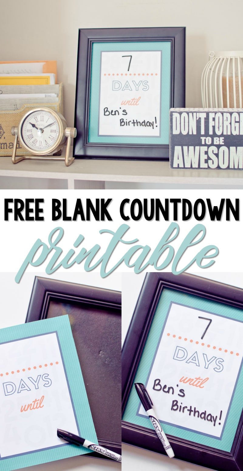 Free Printable Blank Countdown - A Grande Life