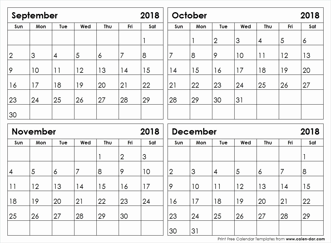 4 Month Blank Calendar | Example Calendar Printable