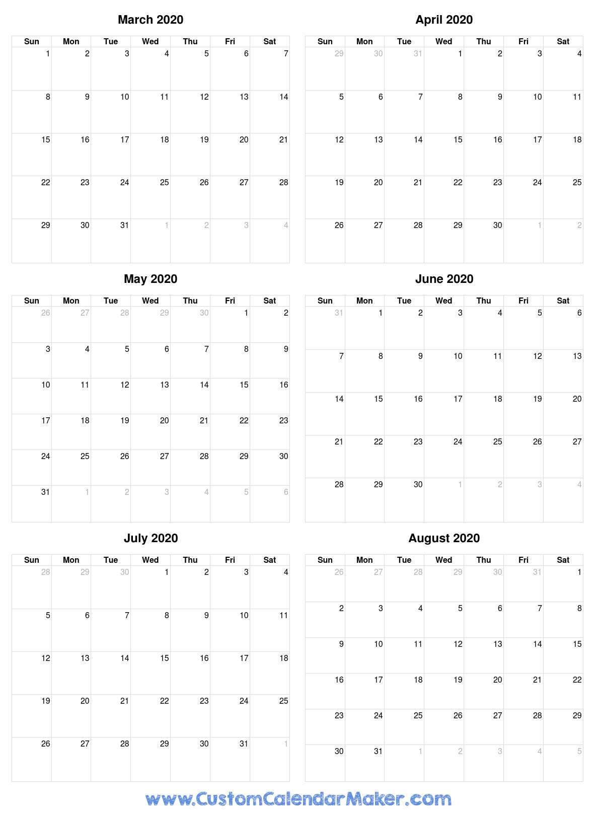 Free Printable Calendars, Blank Pdf Templates To Print A