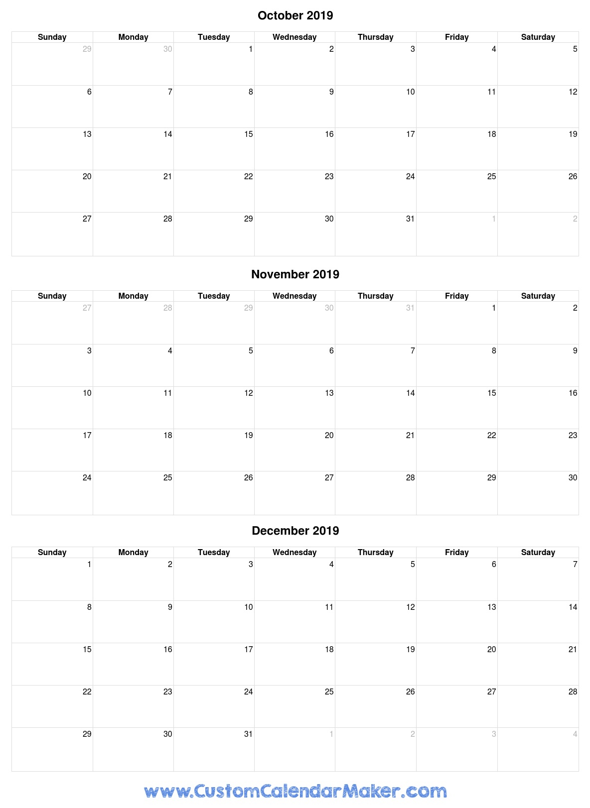 Free Printable Calendars, Blank Pdf Templates To Print A