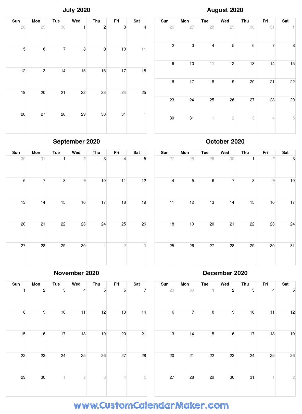 Free Printable Calendars, Blank Pdf Templates To Print A