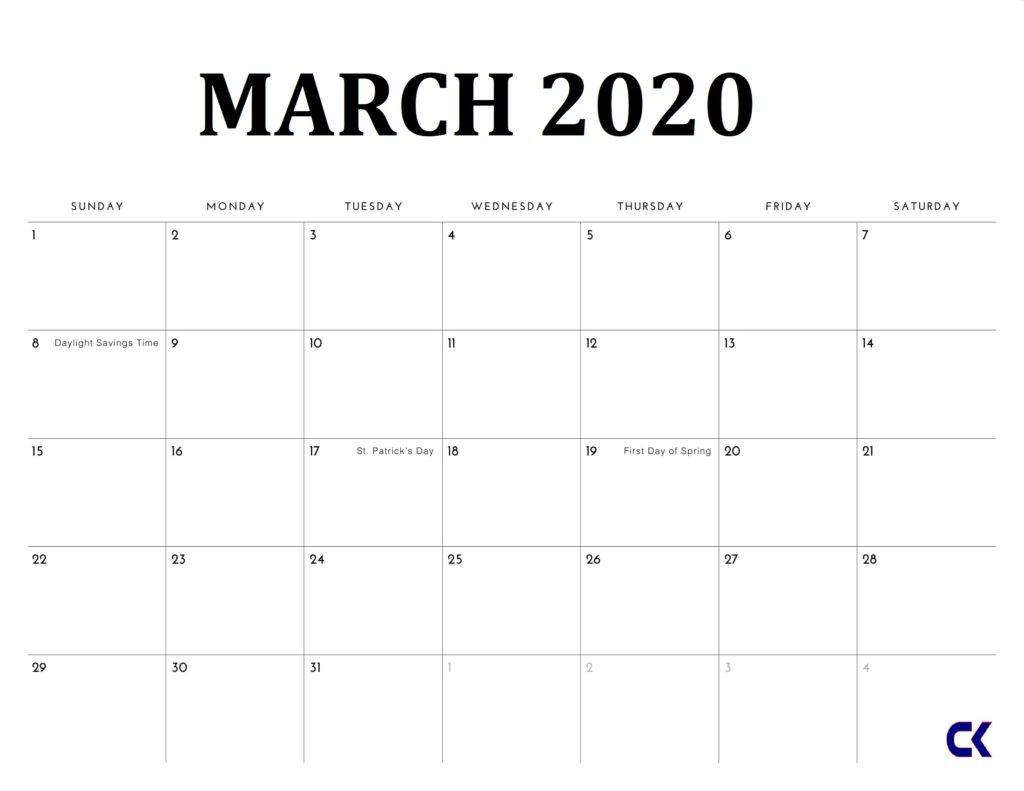 2020 Calander Format To Free Print Monday To Sunday Example Calendar