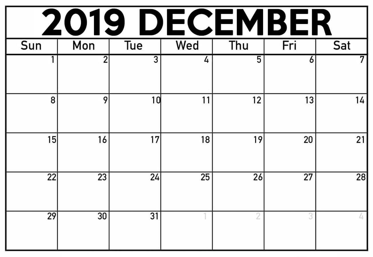 Free Printable December 2019 Calendar Notes - 2019 Calendars