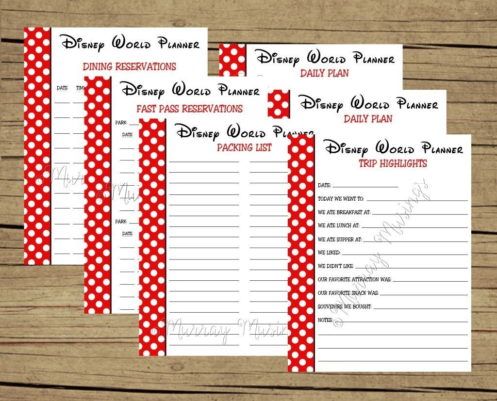 Printable Disney Itinerary Template Example Calendar Printable