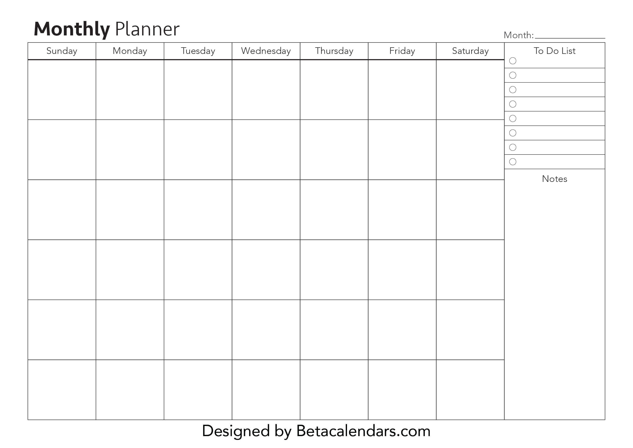 Free Printable Monthly Planner - Beta Calendars