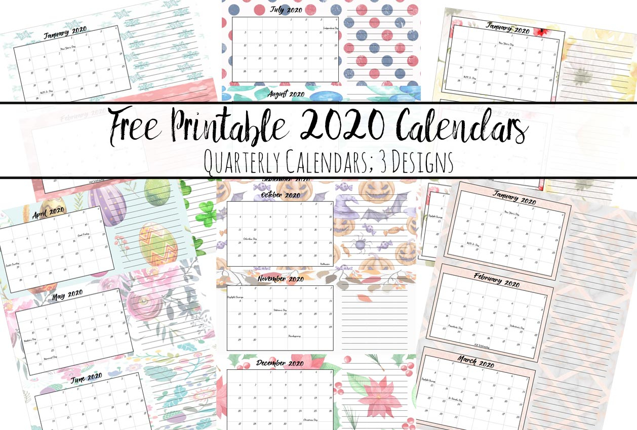 Free Printable Quarterly Calendar 2020 - Colona.rsd7