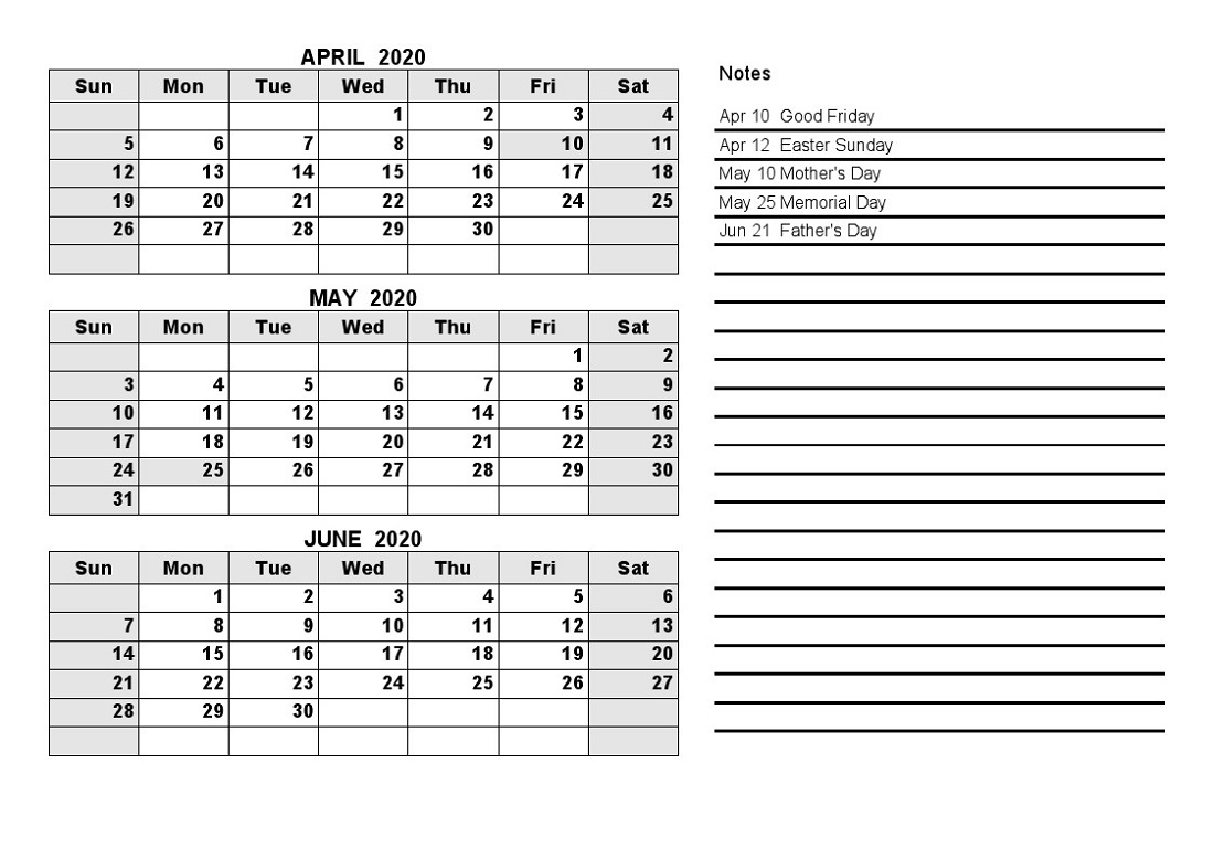 Free Printable Quarterly Calendar 2020 - Colona.rsd7