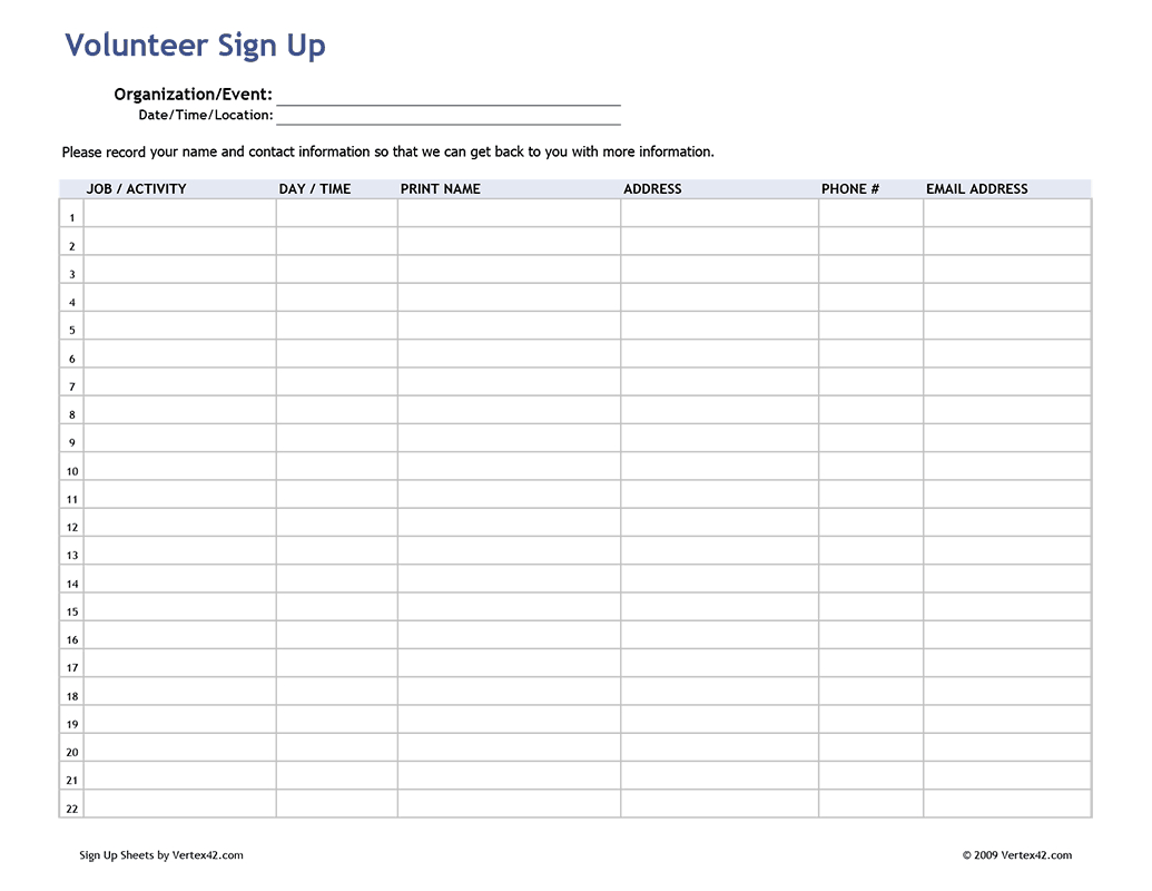 monthly sign up sheet templates example calendar printable