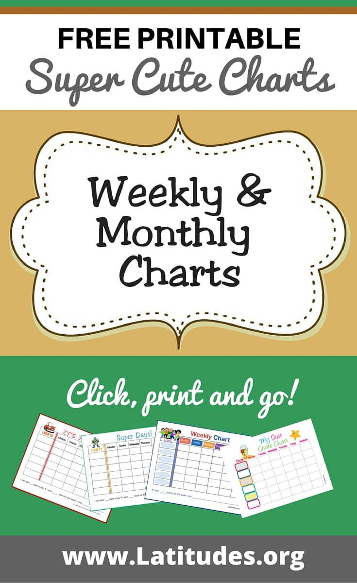 Free Printable Weekly &amp; Monthly Charts For Kids | Chore