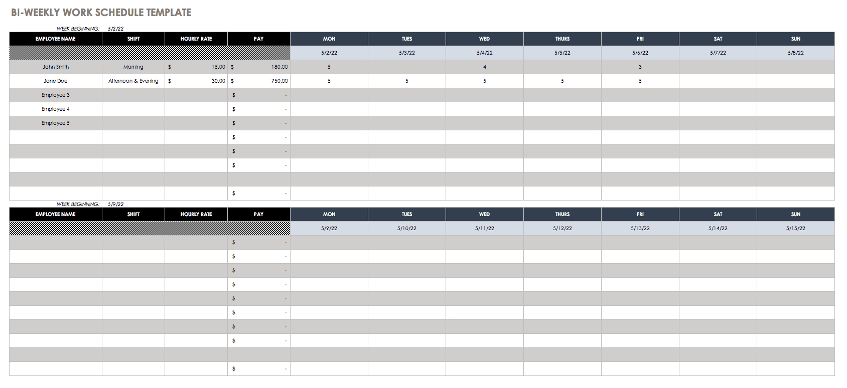 Excel Templates For Biweekly Schedule | Example Calendar Printable