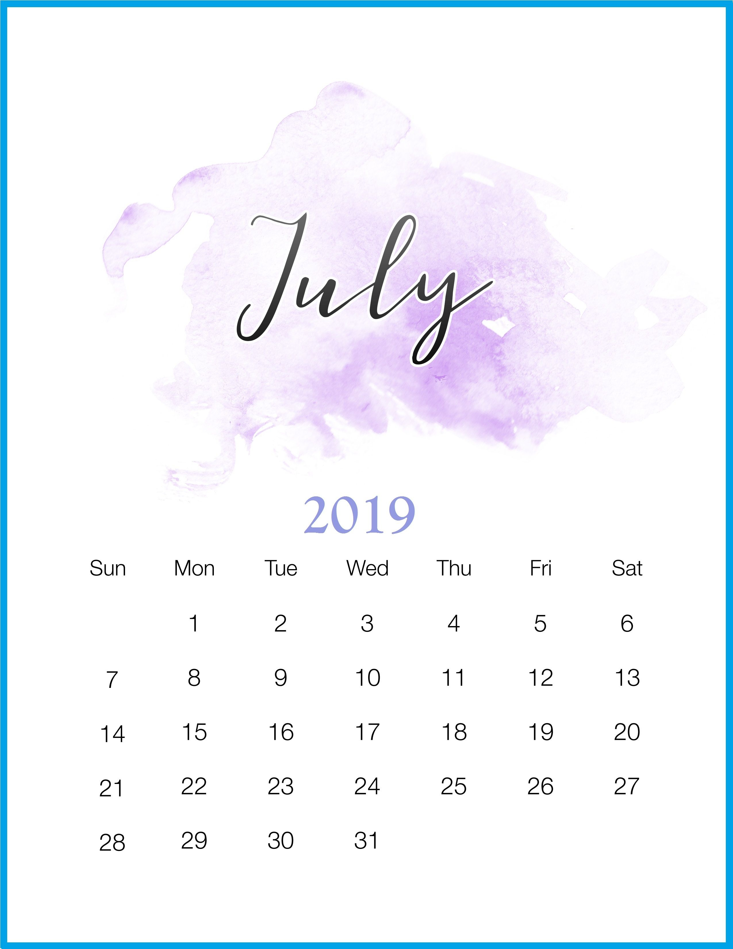 Get Free July 2019 Calendar Template Decemberjuly 2019