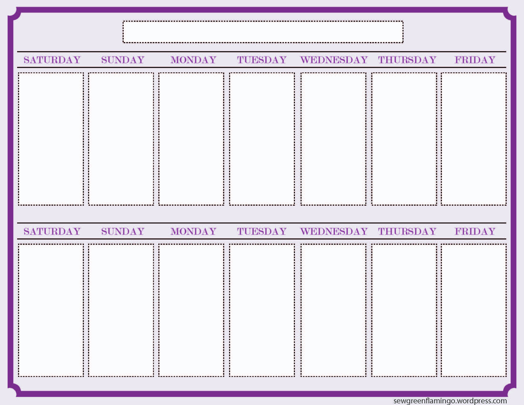 Blank Calender Two Weeks Example Calendar Printable